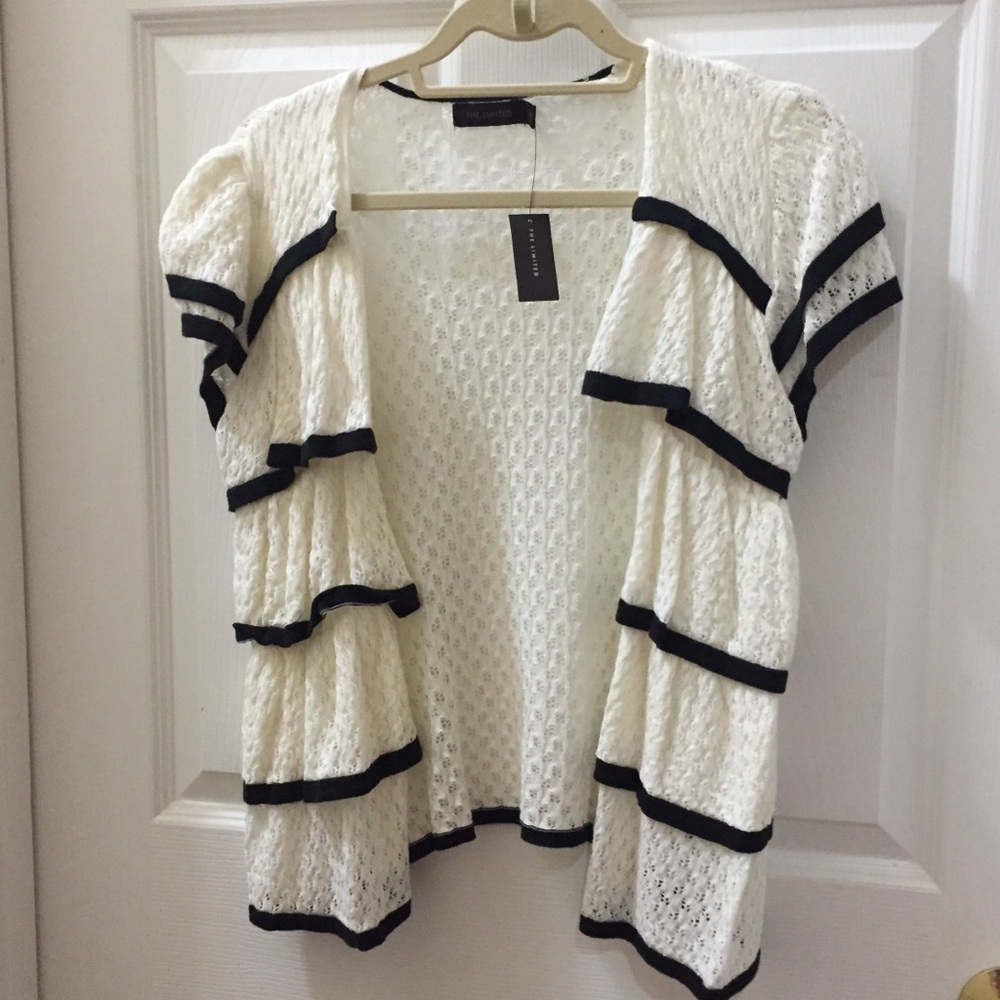 NWT The Limited Cream Tiered Ruffled Cardigan